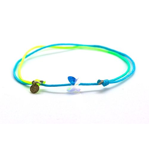 SWAROVSKI kristályos SZABADSÁG karkötő neon zsinóron