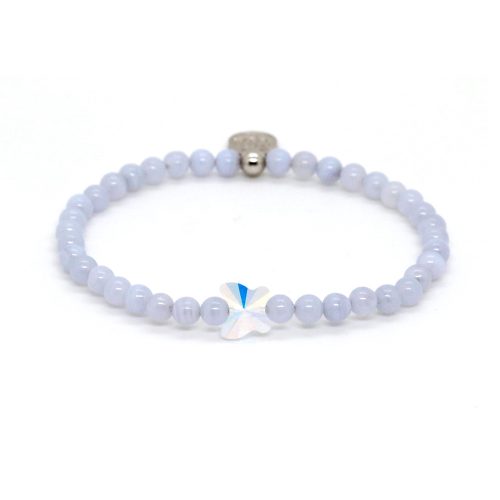 Kalcedon gyöngyös STATEMENT karkötő SWAROVSKI pillangóval