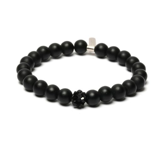  YOU&I férfi bazalt karkötő SWAROVSKI kristályokkal 