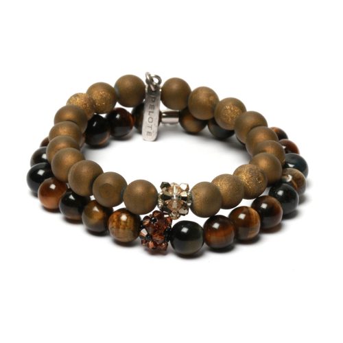 YOU&I női arany achát/férfi sólyomszem karkötő SWAROVSKI kristályokkal