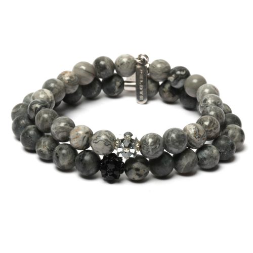 YOU&I női jaspis/ férfi labradorit karkötő SWAROVSKI kristályokkal 